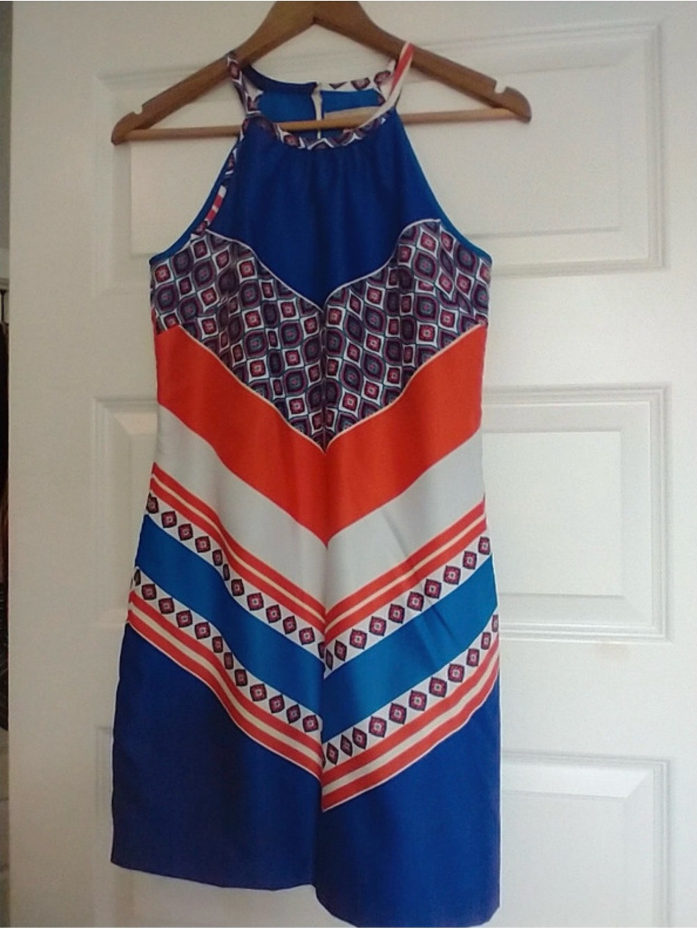 Banana Republic Red, Whire, and Blue Chevron Dress